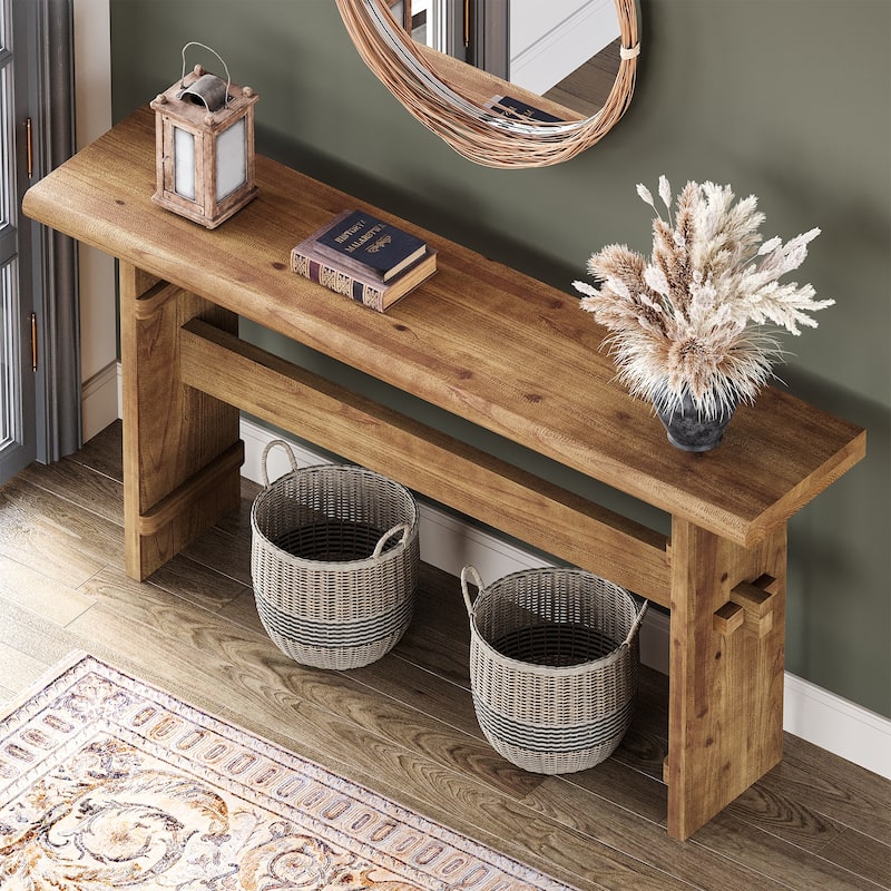 63 Inch Solid Wood Console Table for Entryway - 63" L x 11.8" W x 31.5" H