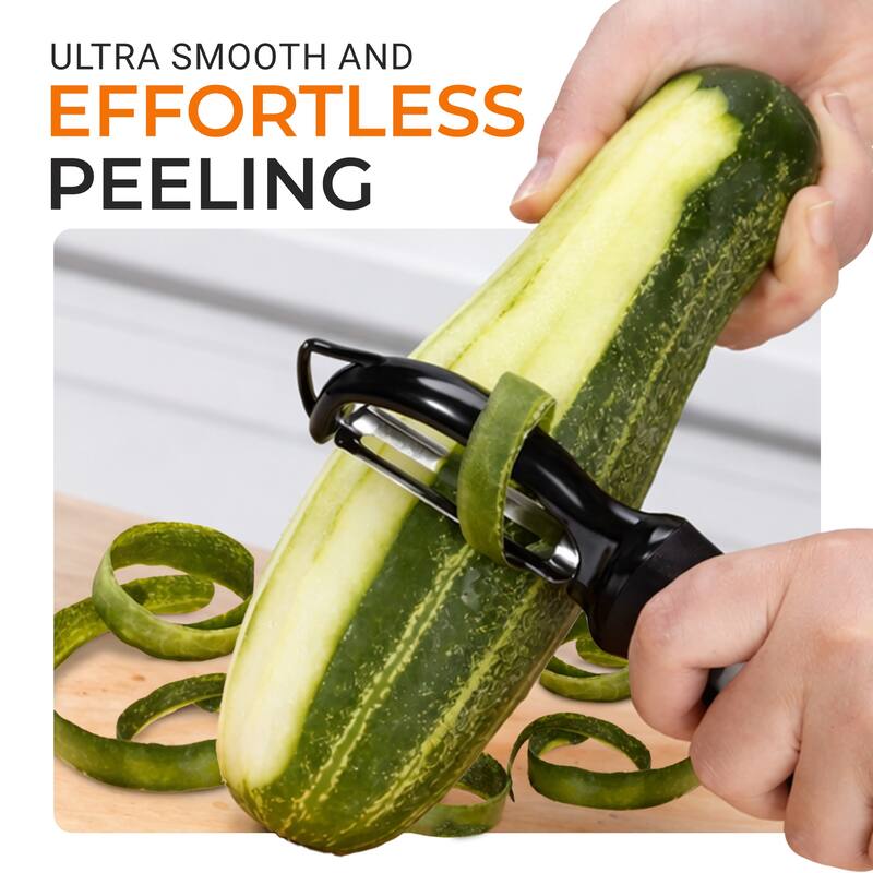 Cheer Collection Swivel Vegetable Peeler with Stainless Steel Blade and Eye Remover Tool