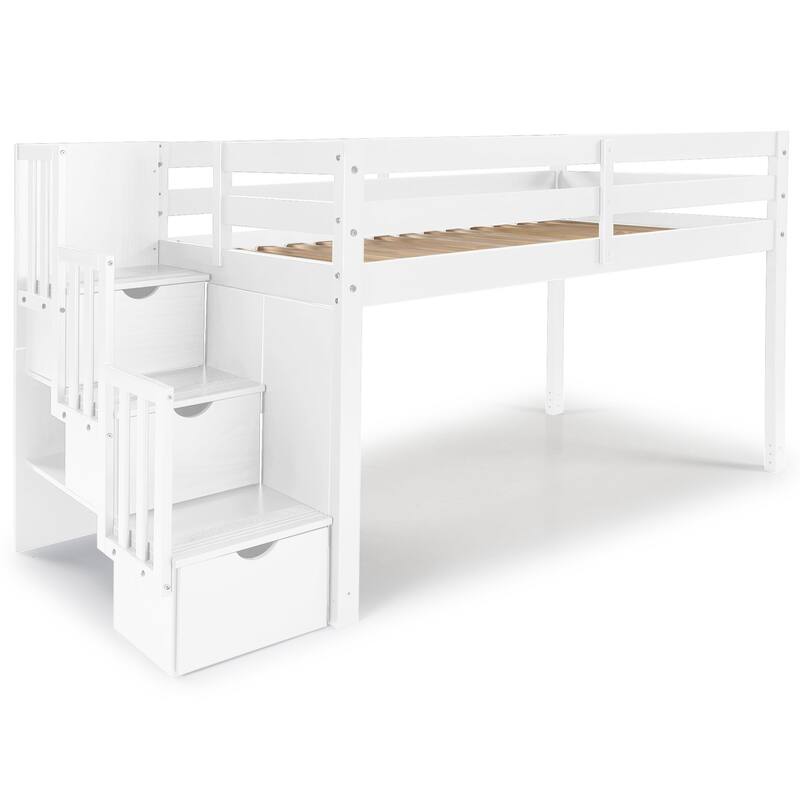 Taylor & Olive Trillium Low Loft Twin Bed with 3 Step-Stairway
