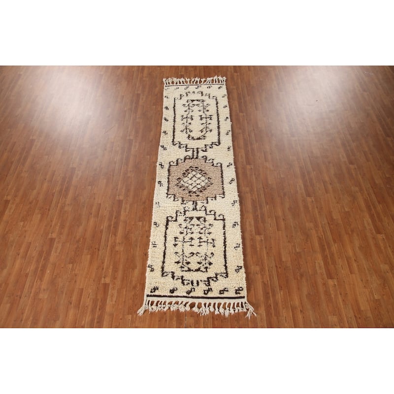 Natural Dye Kurdish Turkish Runner Rug Handmade Wool Carpet - 3'3"x 11'4"