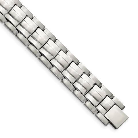Chisel Stainless Steel Brushed and Polished 8.5 Inch Link Bracelet