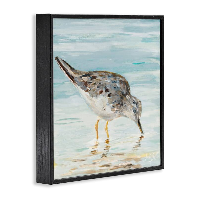 Stupell Sandpiper Hunting on Beach Coast Shallow Nautical Waters Framed Wall Art