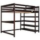 preview thumbnail 13 of 13, Full Size Loft Bed with Under-Bed Desk and Storage Shelves, for Maximizing Space and Creating a Functional Workspace, Espresso