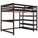 preview thumbnail 82 of 82, Space-Saving Loft Bed with Storage Shelves and Desk, Solid Wood Loft Bed Frame with Ladder and Guardrail for Kids Teens Adults