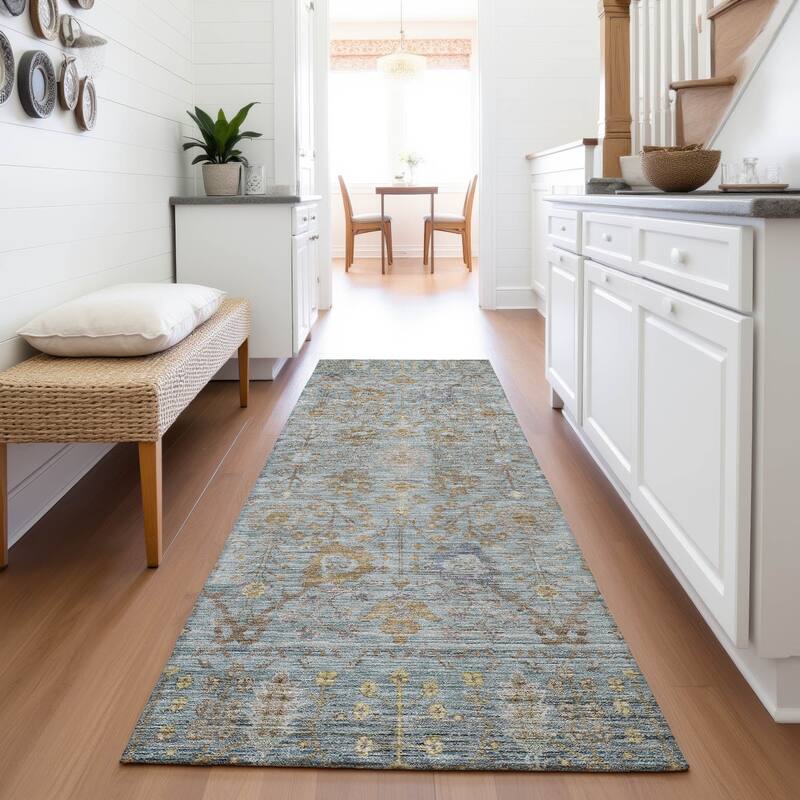 Premium Washable Super Soft Traditional Vintage Mayfield Rug - Teal - 2'3" x 7'6"