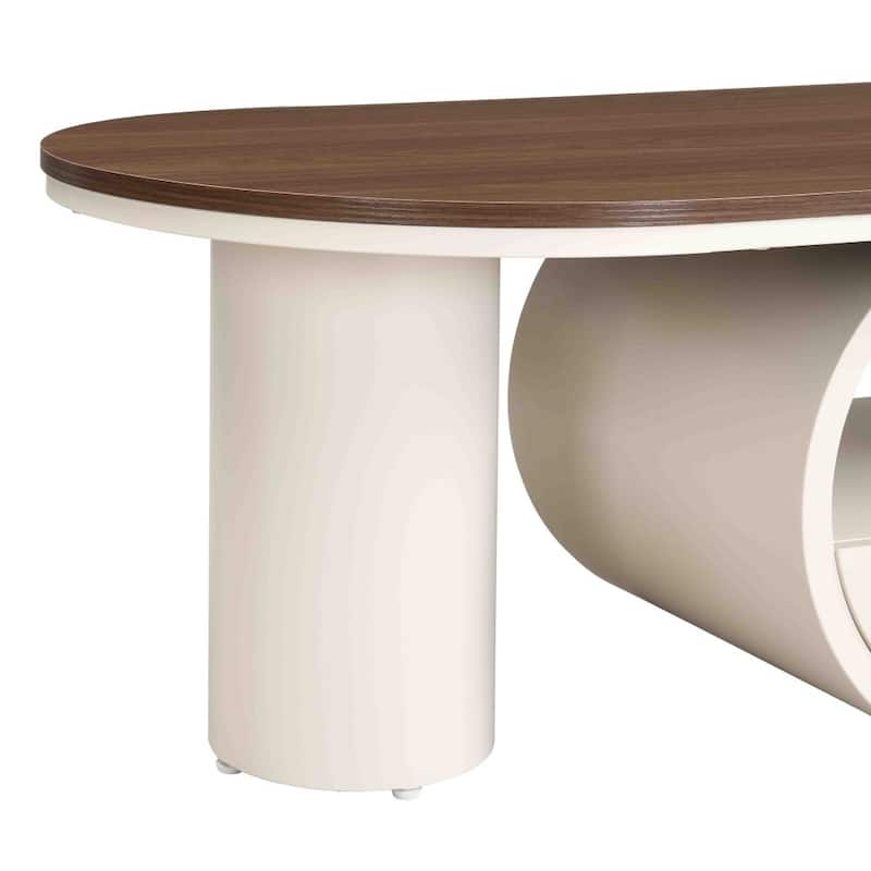 47.24'' Modern Luxury Oval Coffee Table with Storage Drawer for Living Room