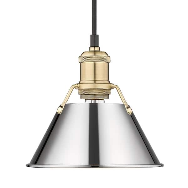 slide 2 of 2, Yep by Golden Lighting Orwell 1-light 8in Pendant in Brushed Champagne Brass and Chrome shade - Gold