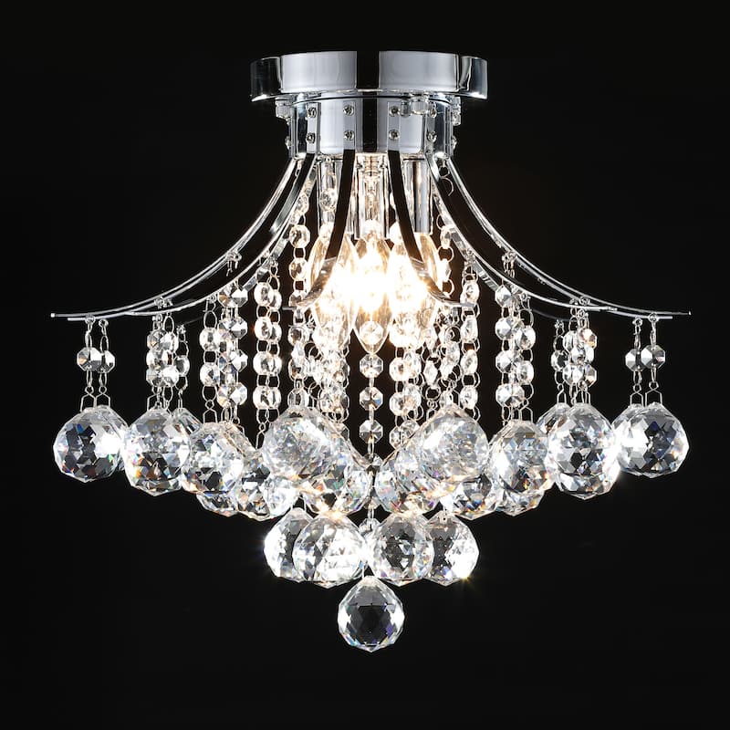 CO-Z 3-Light Crystal Raindrop Flush Mount Chandelier
