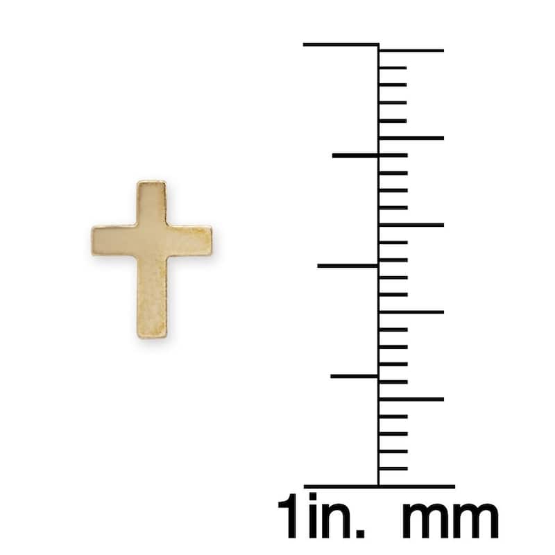 Curata 14k Yellow Gold 8x7mm Children's Cross Stamping Stud Earrings