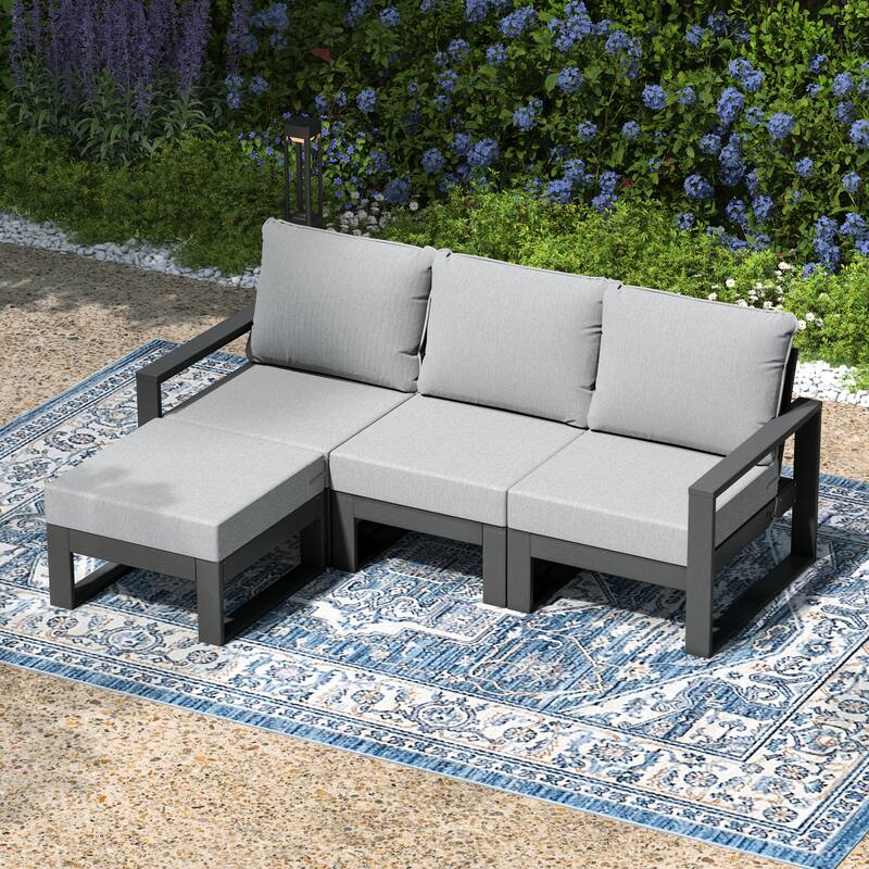 Endless Patio 4-Piece Deep Seating Set with Ottoman with Gray Frame
