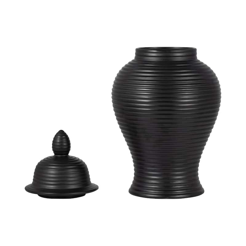 Sagebrook Home Ribbed Textured Ceramic Ginger Temple Jar - 9" x 9" x 18"