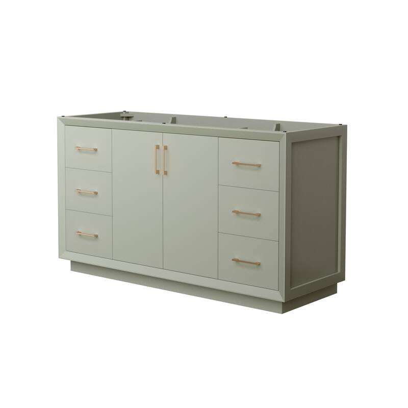 Wyndham Collection WCF414160S-CXSXX-MXX Strada 59" Single Free - Light Green / Satin Bronze Hardware