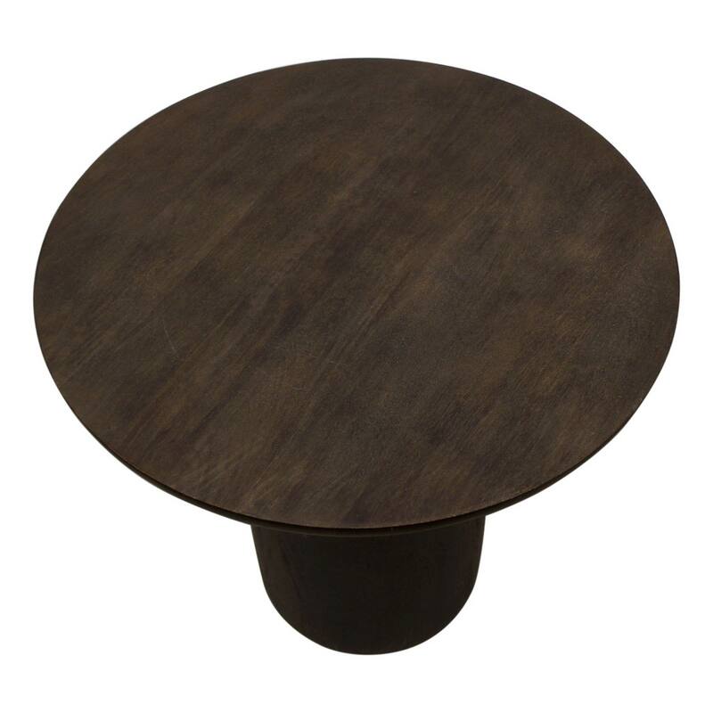 HomeRoots 24" Dark Brown Distressed Solid Wood Round Pedestal End Table - 24 in. x 24 in. x 24 in.