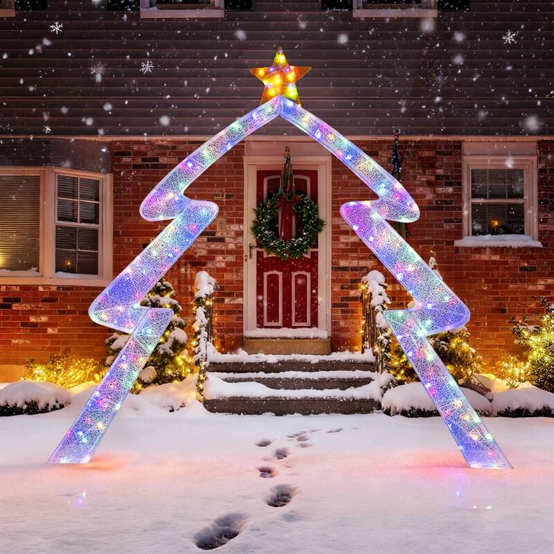 Costway 8.8 FT Christmas Tree-shaped Archway with Top Star, Adjustable - as pic shows - See Details - as pic shows - See Details - overstock.com/bedbathandbeyond.com