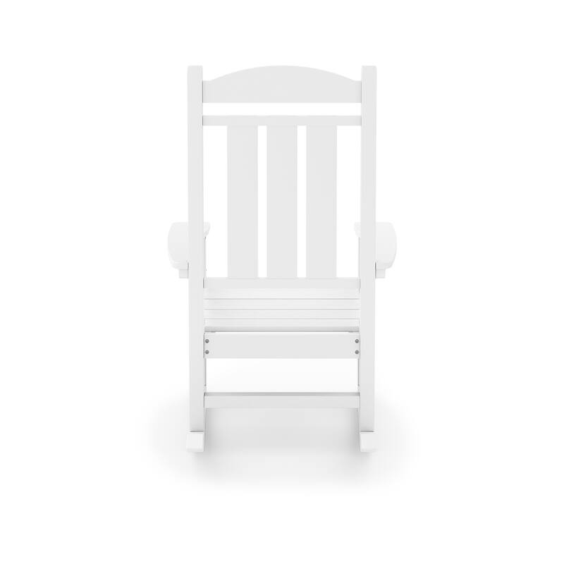Pecan Traditional Porch Rocker - Classic Hdpe Poly Lumber For Porch (Excluding the table) - White