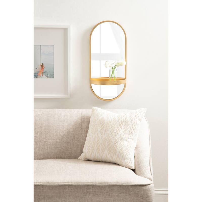 Kate and Laurel Estero Metal Oval Wall Mirror with Shelf