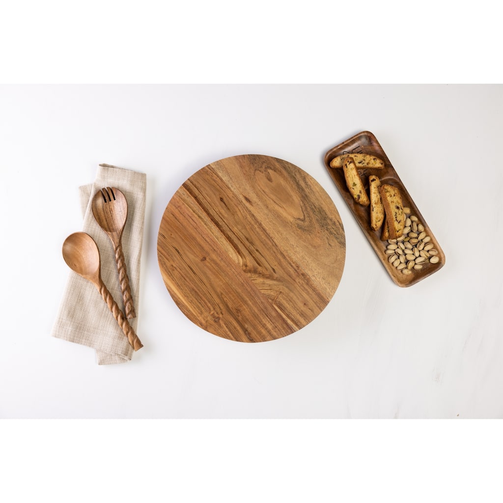 Transpac Wood 12 in. Brown Everyday Lazy Susan