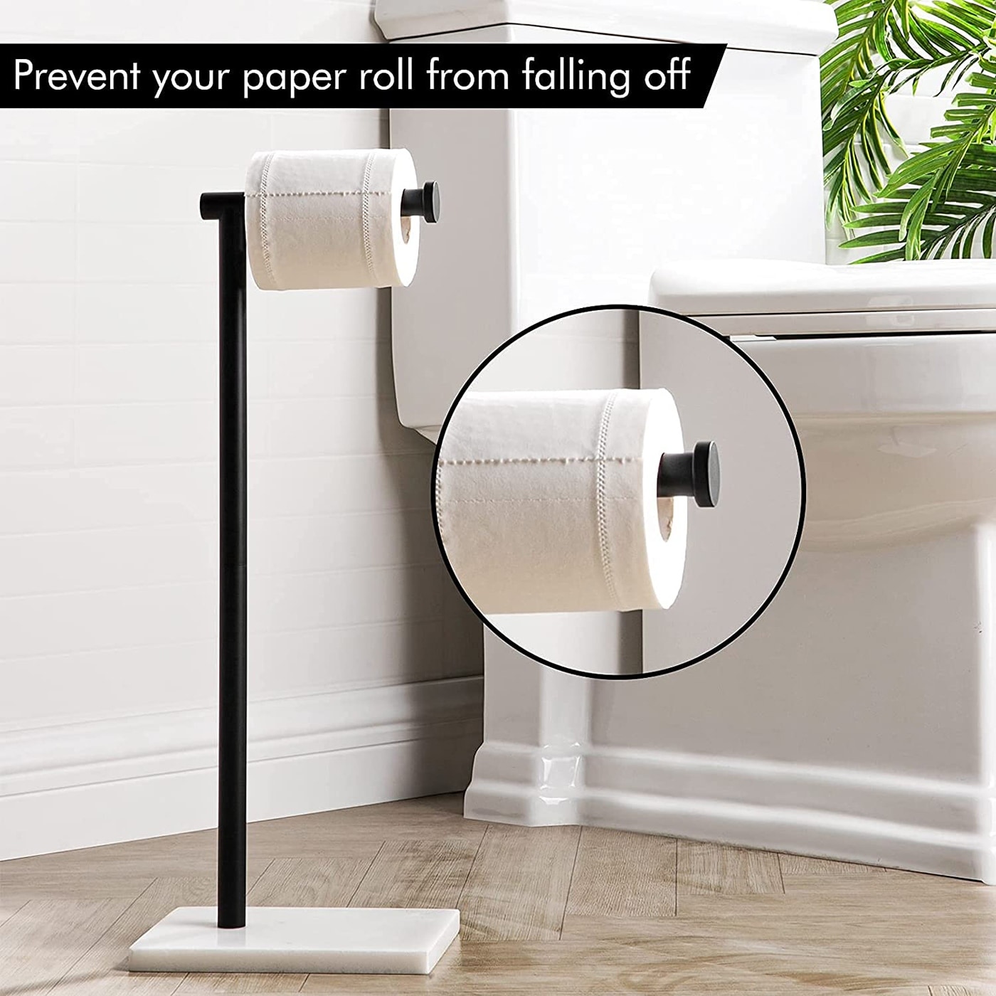 Free Standing Gold Toilet Paper Holder Stand White Marble Base and Sto —  Marmolux