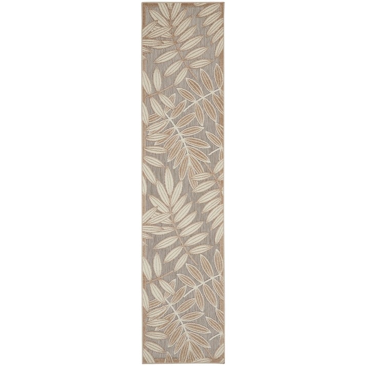 Nourison Aloha Leaf Print Vibrant Indoor/Outdoor Area Rug - 2'3" x 10' Runner - Natural