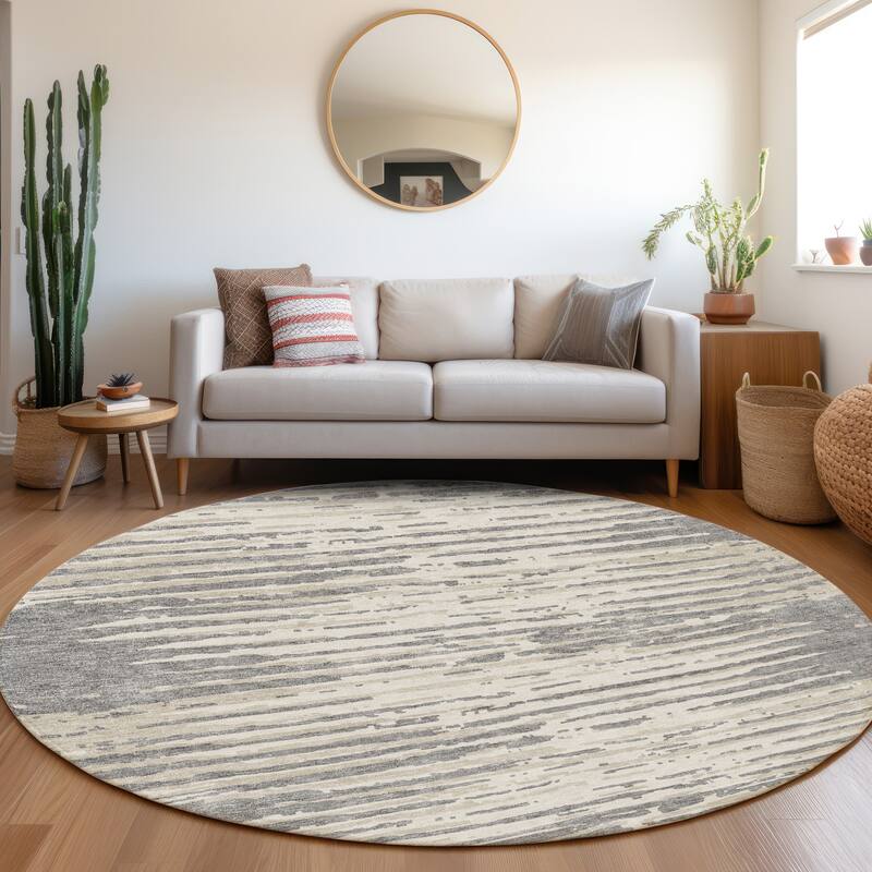 Premium Washable Super Soft Modern Scratches Mayfield Rug - Gray - 8' x 8'