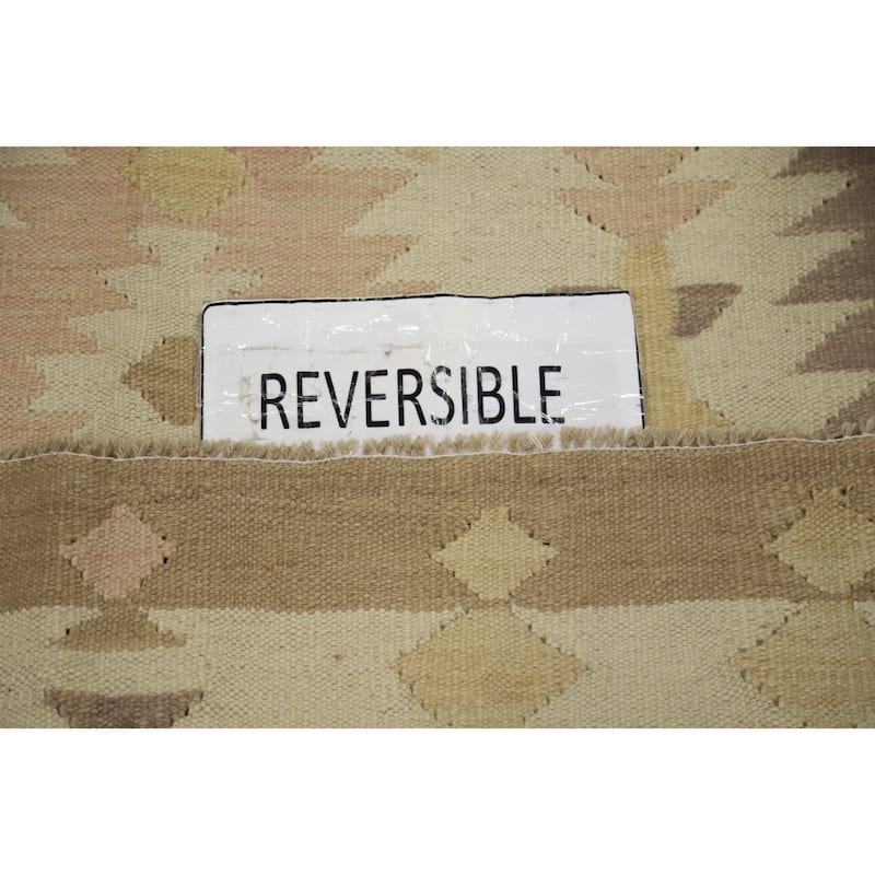 Hand Woven Oriental 100% Wool Carpet Southwestern Tribal Beige & Ivories Kilim Area Rug - 6' 6'' X 4' 0''