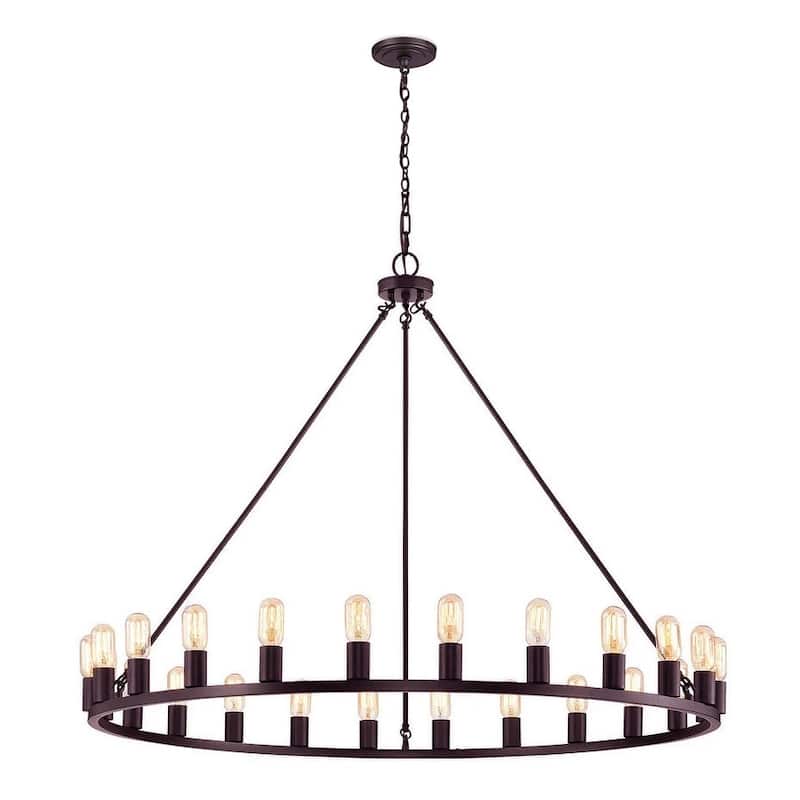 24-light Wagon Wheel Chandelier - 48-inch Diameter - Oil Rubbed Bronze