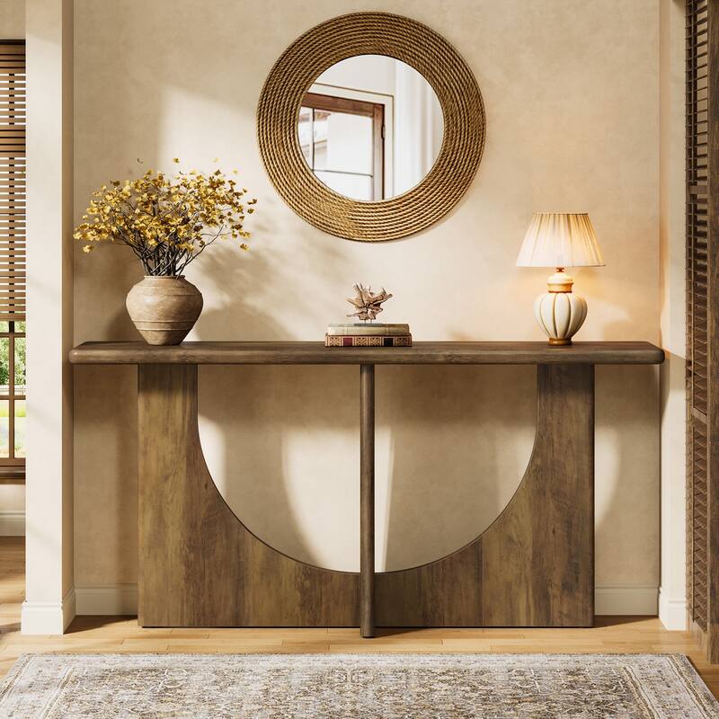 71-Inch Console Table with Sturdy Geometric Frame