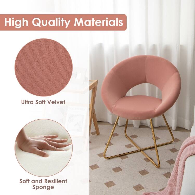 Modern Velvet Accent Chair Vanity Chair with Metal Legs