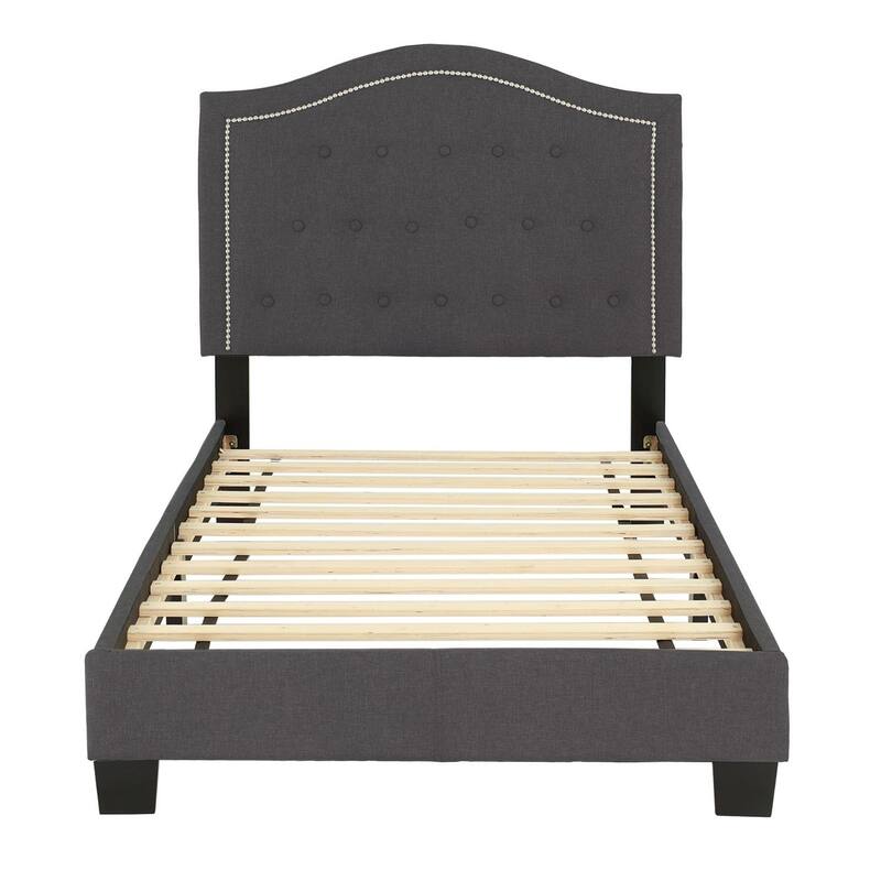 Poundex Platform Nailhead Trim Frame Twin Bed