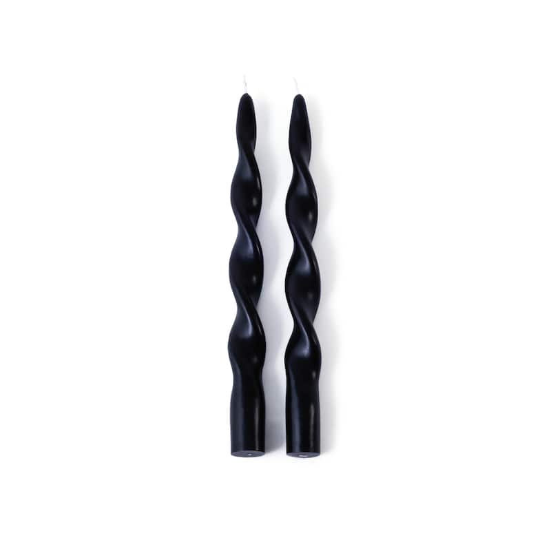 Lumière Twist Formal Taper Candles, Set of 12 - Holiday Table Décor - Black - 10"