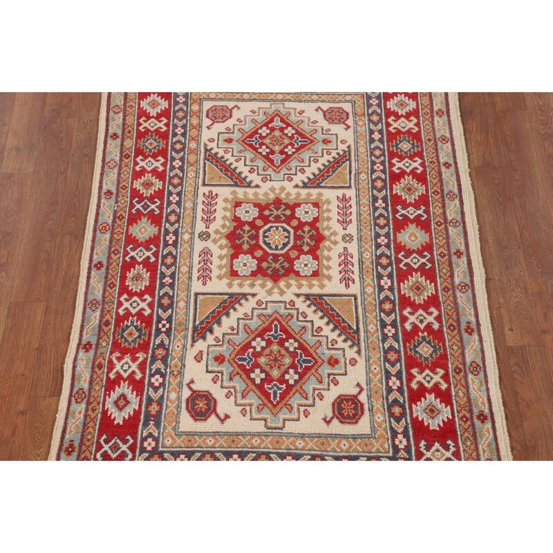 Kazak Accent Rug Hand-Knotted Traditional Beige Wool Carpet - 3'3" x 5'3"