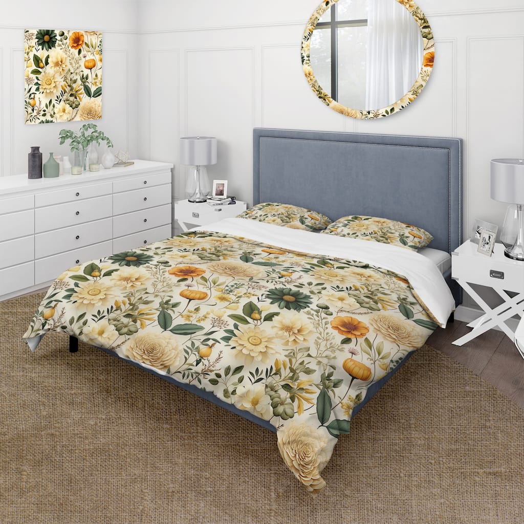 Designart "Floral Wanderlust Boho Pattern" Floral bedding set with shams