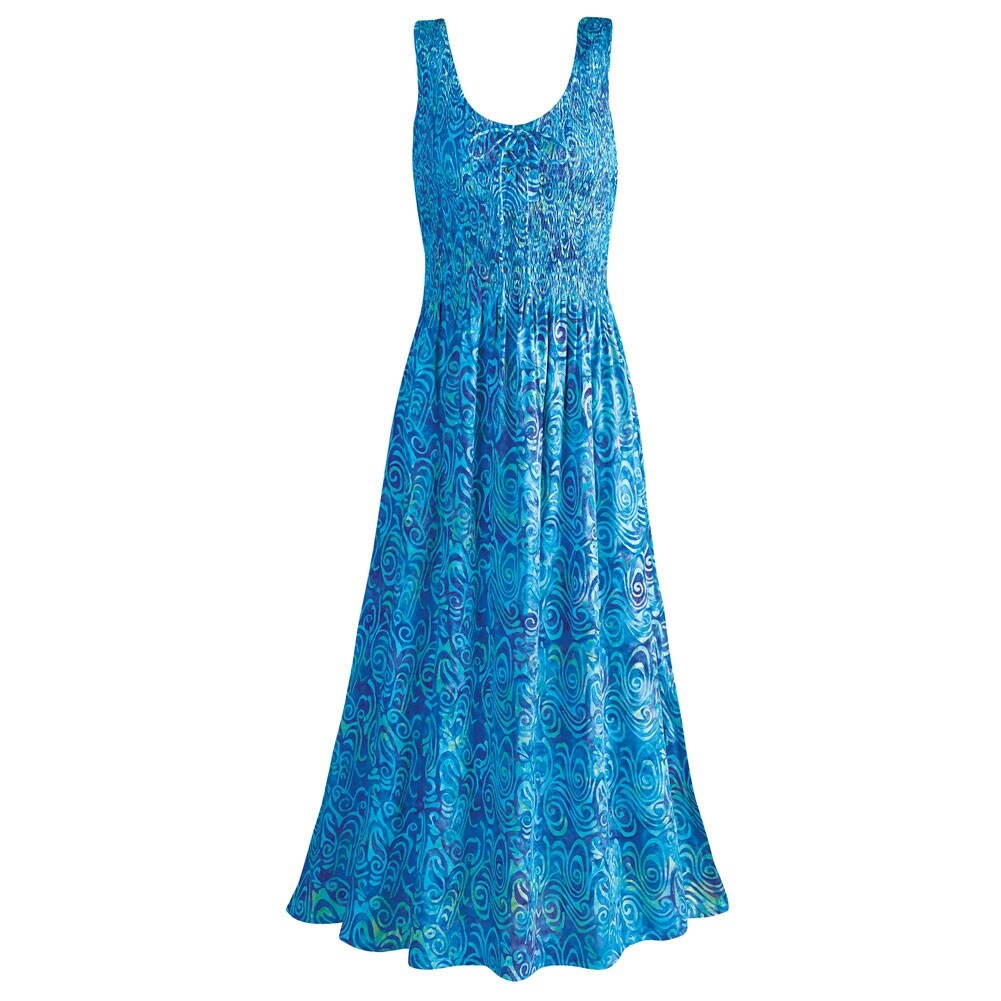 Shop Women S Blue Caribbean Sleeveless Maxi Sun Dress Hand Batik