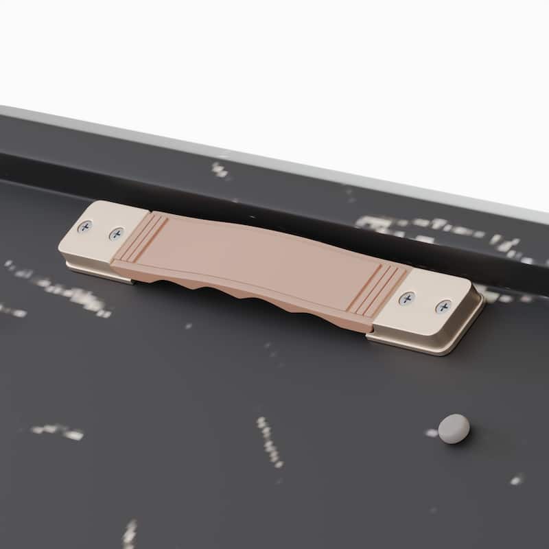 Minimalist Expandable Dining Table Set with 8 Black Leather Dining Chairs for Living Room Dining Room