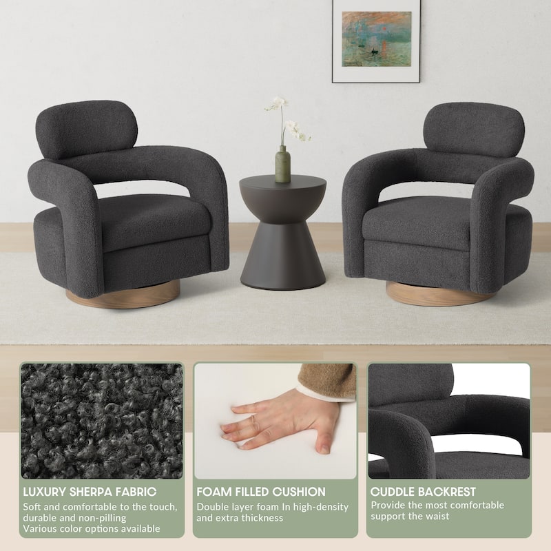 Bayville 29" Wide Sherpa Swivel Chair (Set of 2)