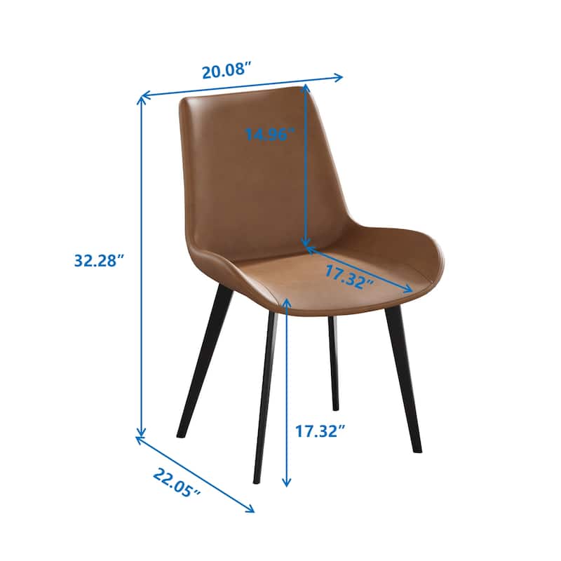 Modern Dining Chairs with Ergonomic Design, Metal Legs and Wide Seat, for Living Rooms, Brown, 4-Piece Set