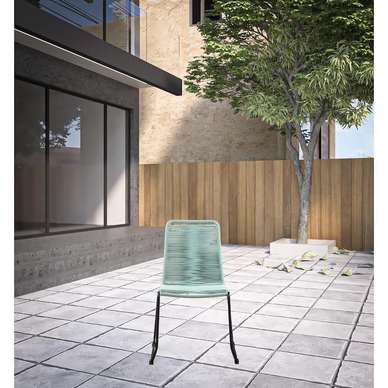 Set of Two 23" Green Metal Outdoor Dining Chair - Green and Black