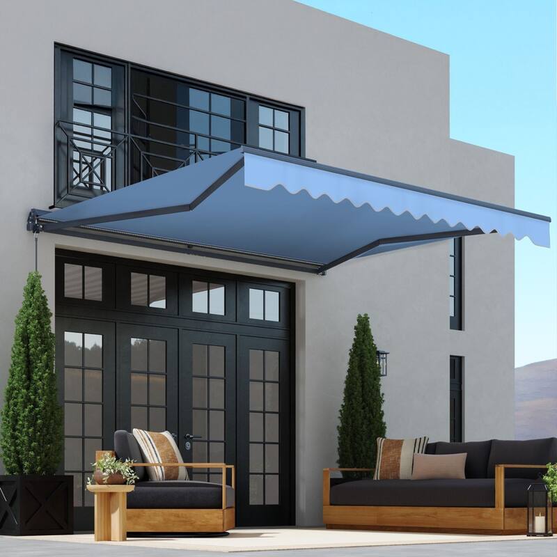 ALEKO Moroccan Semi-Cassette Motorized Patio Awning - Sky Blue - 12 x 10 Feet