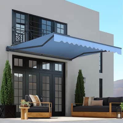 ALEKO Moroccan Semi-Cassette Motorized Patio Awning - Sky Blue - 12 x 10 Feet