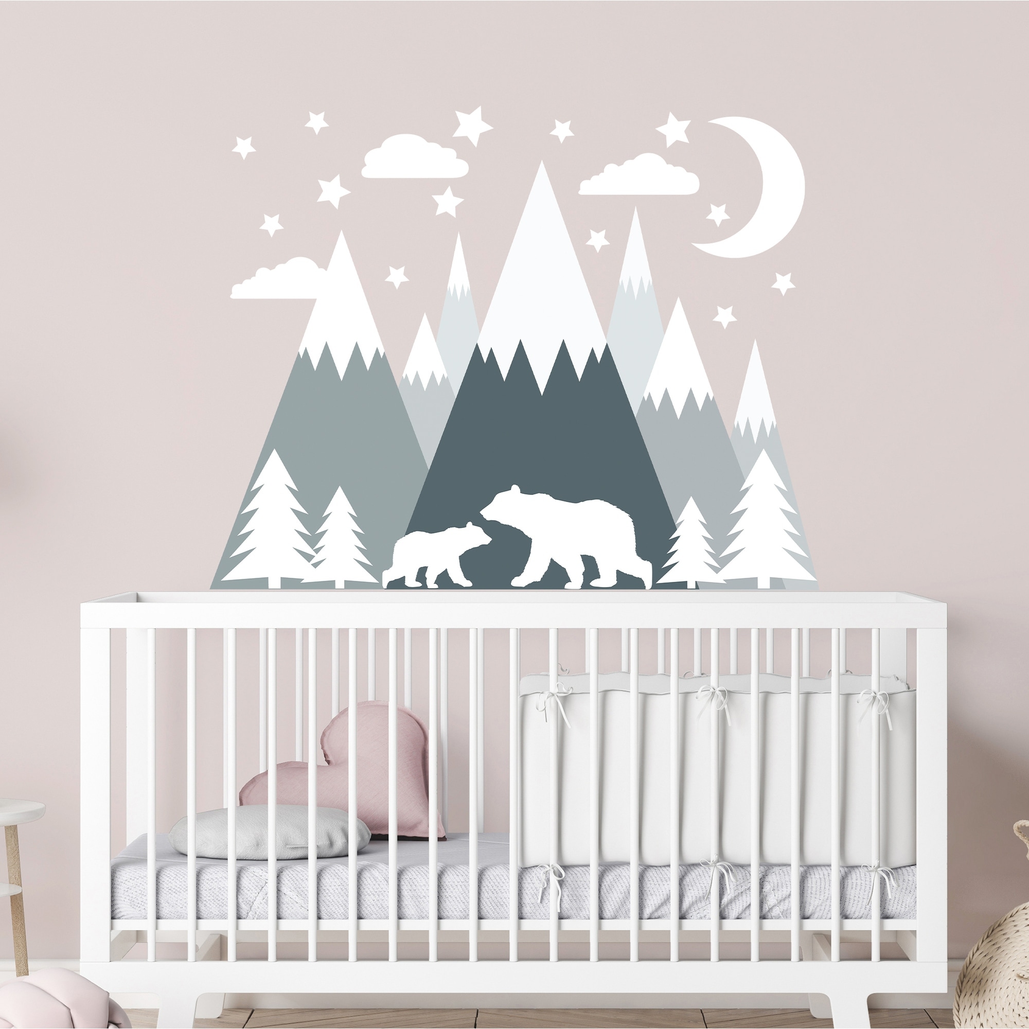 Mountain Wall Decal Nursery Bears Sticker Decor Bed Bath