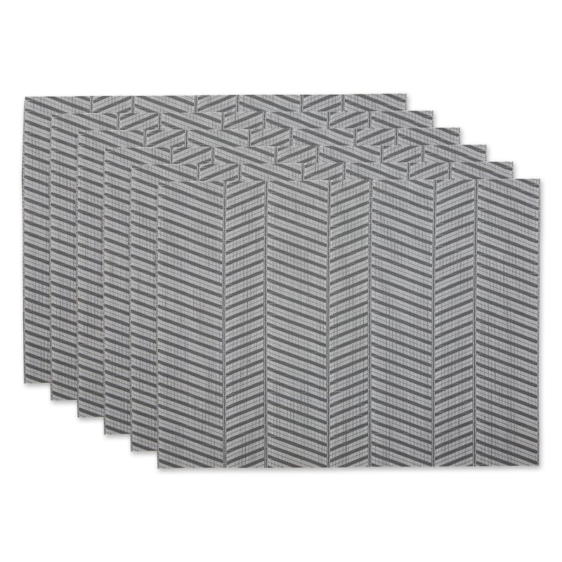 DII Antique Green Textured Twill Weave Placemat 6 Piece - Gray