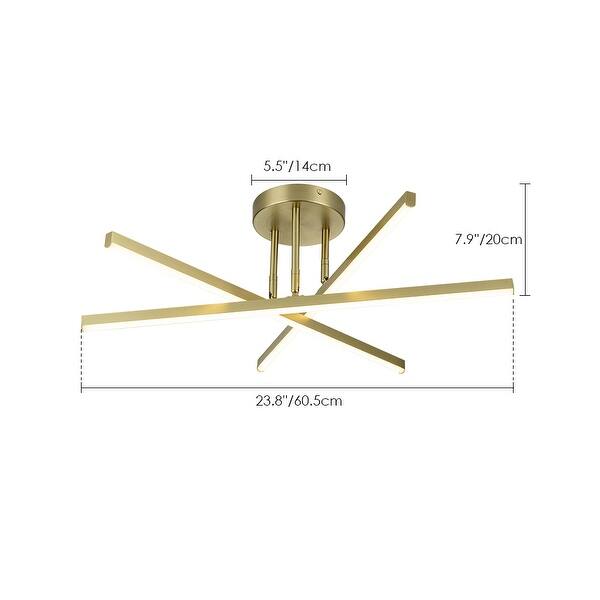 Modern Metal Linear Sputnik LED 15.6" Strip Light Semi-Flush Mount