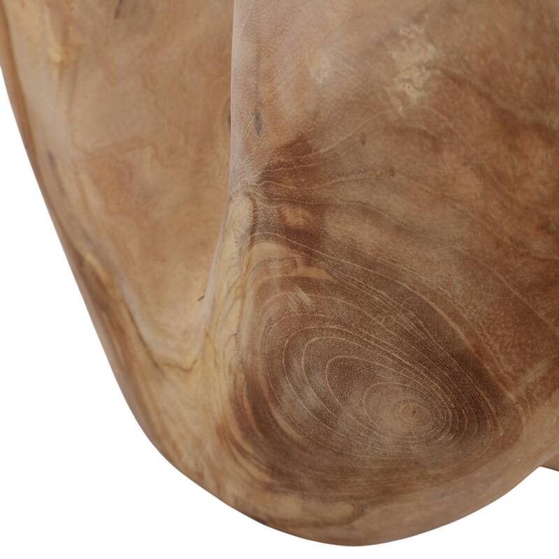 Rustic Teak Wood Hand-Carved Decorative Bowl Home Accent - 13" Brown - 13.0"