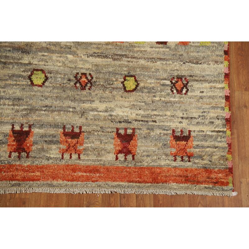 Moroccan Oriental Area Rug Hand-Knotted Tribal Multi-Color Wool Carpet - 6'9" x 9'6"