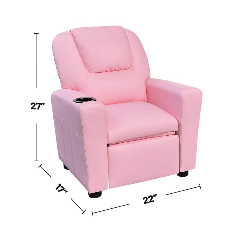 PU Leather Kids Recliner Chair with Cup Holder