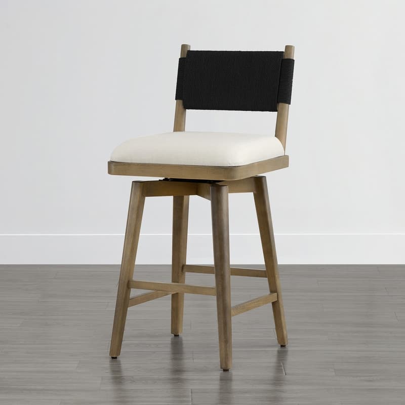 Gloria Upholstered Swivel Braid Barstool with Wood Frame Set of 2