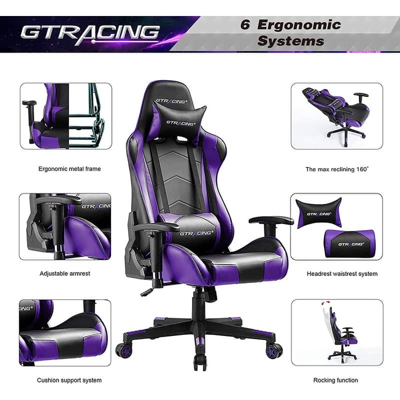 Lucklife Gaming Chair Racing Office Computer Ergonomic Video Game Chair with Headrest and Lumbar Pillow Esports Chair