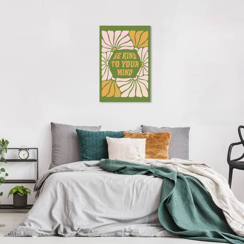 Wynwood Studio Canvas Typography and Quotes Kind to your Mind Garden Green and Modern & Contemporary Wall Art Canvas Print - 24 x 16