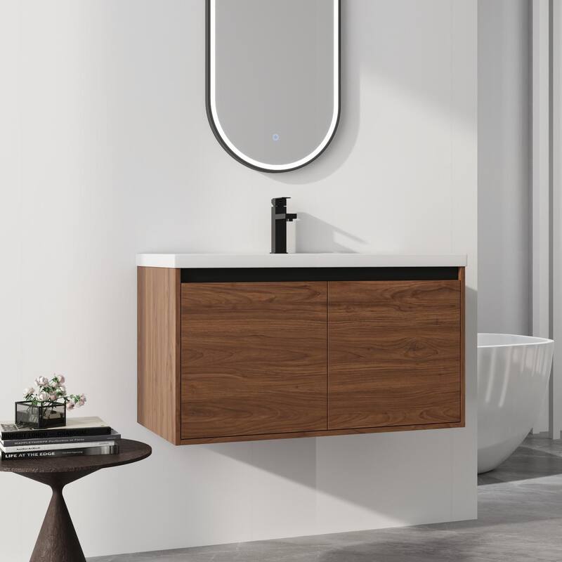 ARTCHIRLY 16/20/24/30/36 Inch Bathroom Vanity With Sink, Floating Bathroom Vanity With Soft Close Door