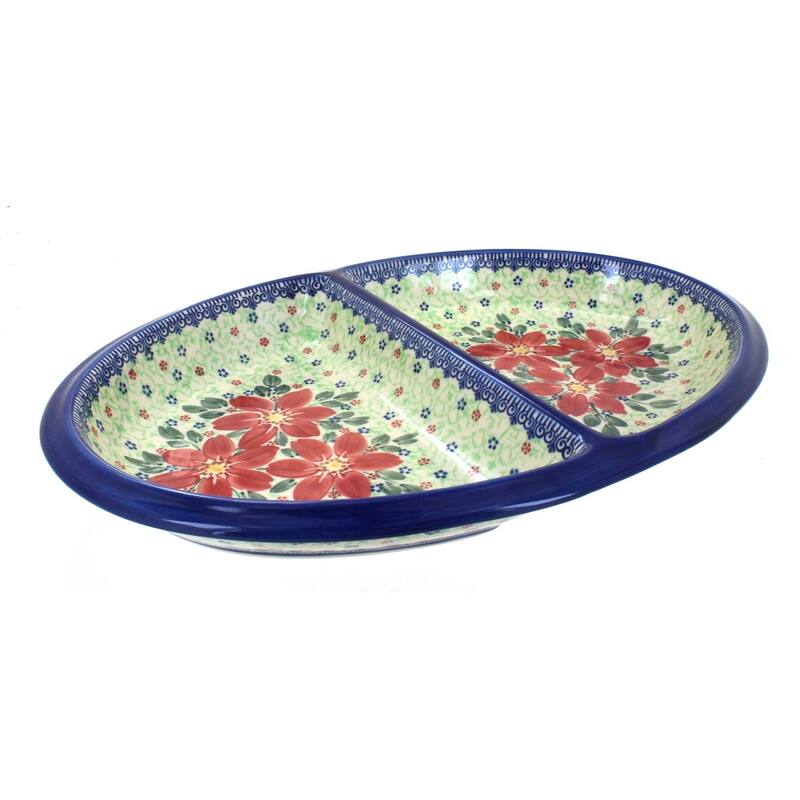 Blue Rose Polish Pottery 203 Vena Divided Dish